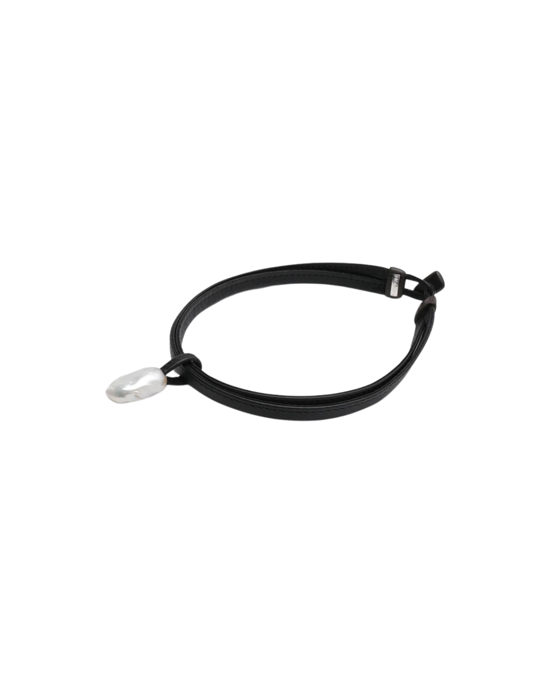 Charbon Necklace: Leather, Baroque Pearl