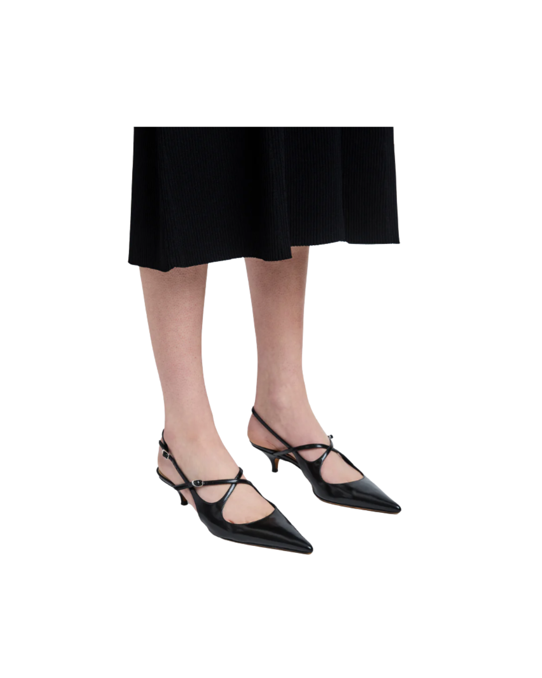 Slash Crossover Slingback Pumps in Spazzolato Leather
