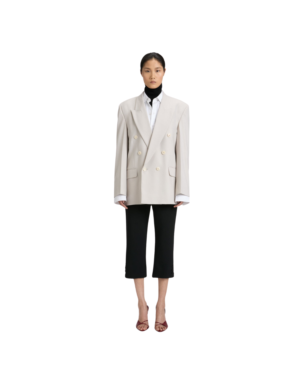 Relaxed Double Breasted Jacket In Pumice