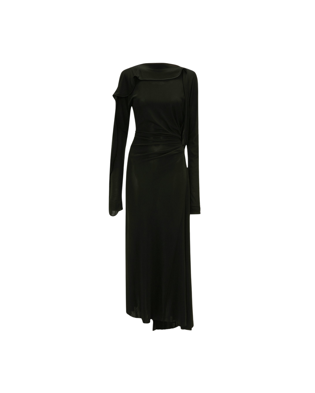 Long Sleeve Draped Jersey Dress