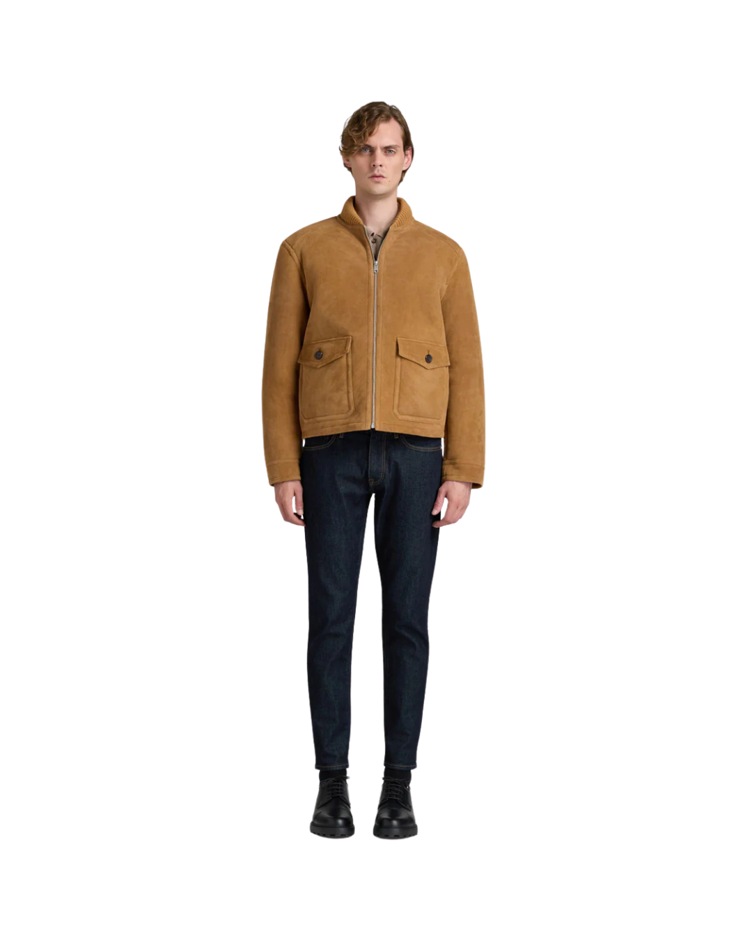 Bomber Jacket in Brown Shearling