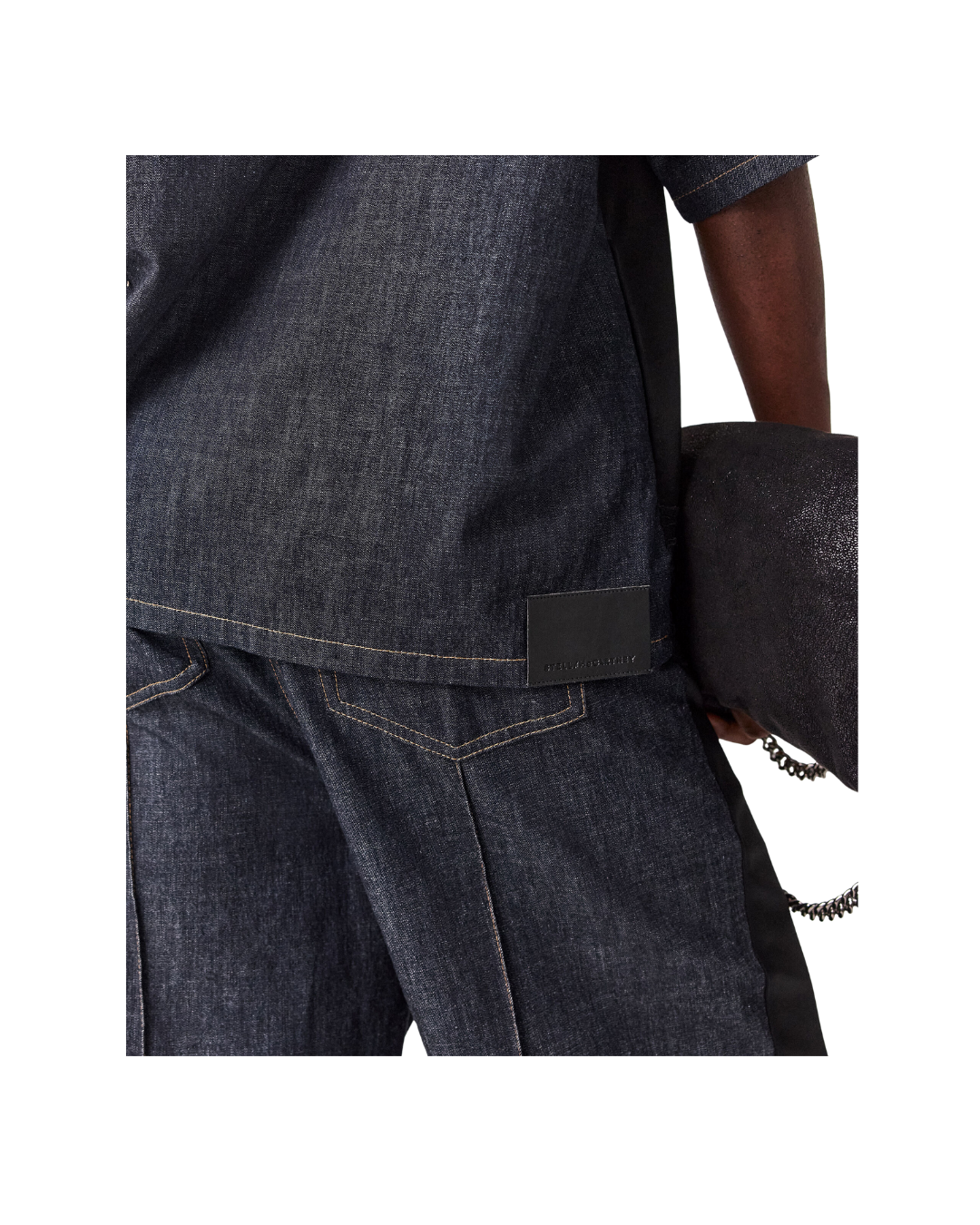 Wide-Leg Satin-Panel Denim Jeans