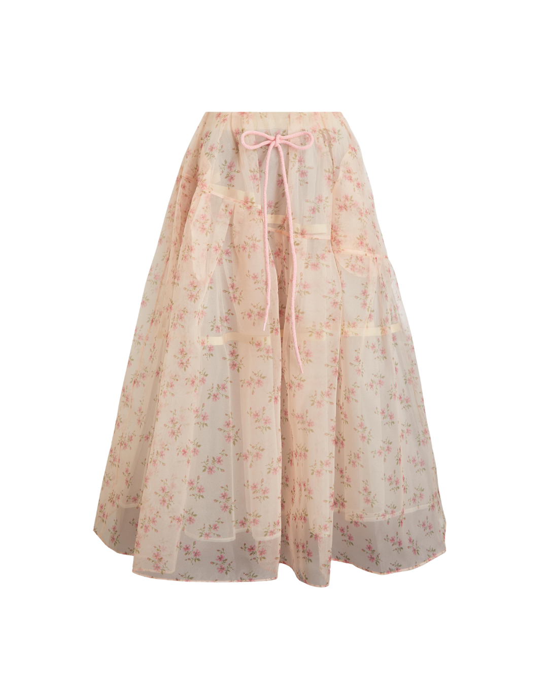Sheer Overlay Long Flounce Skirt