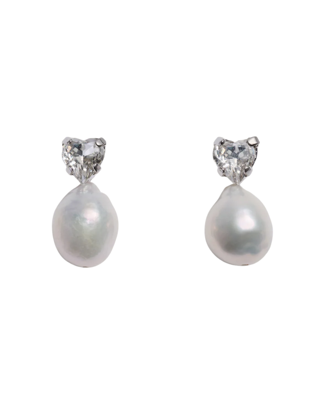Pearl Heart Crystal Stud Earrings