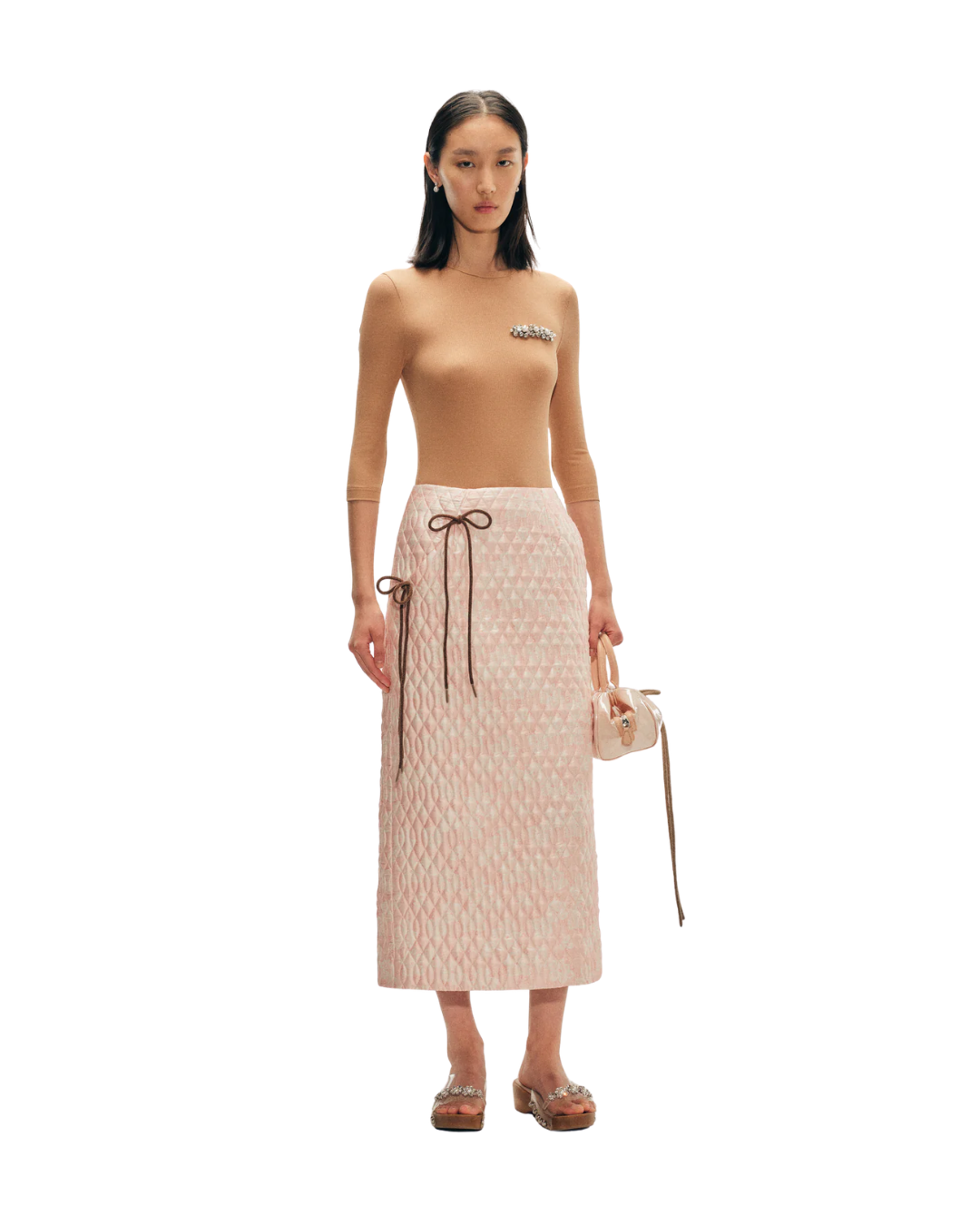 Quilted Offset Pencil Skirt