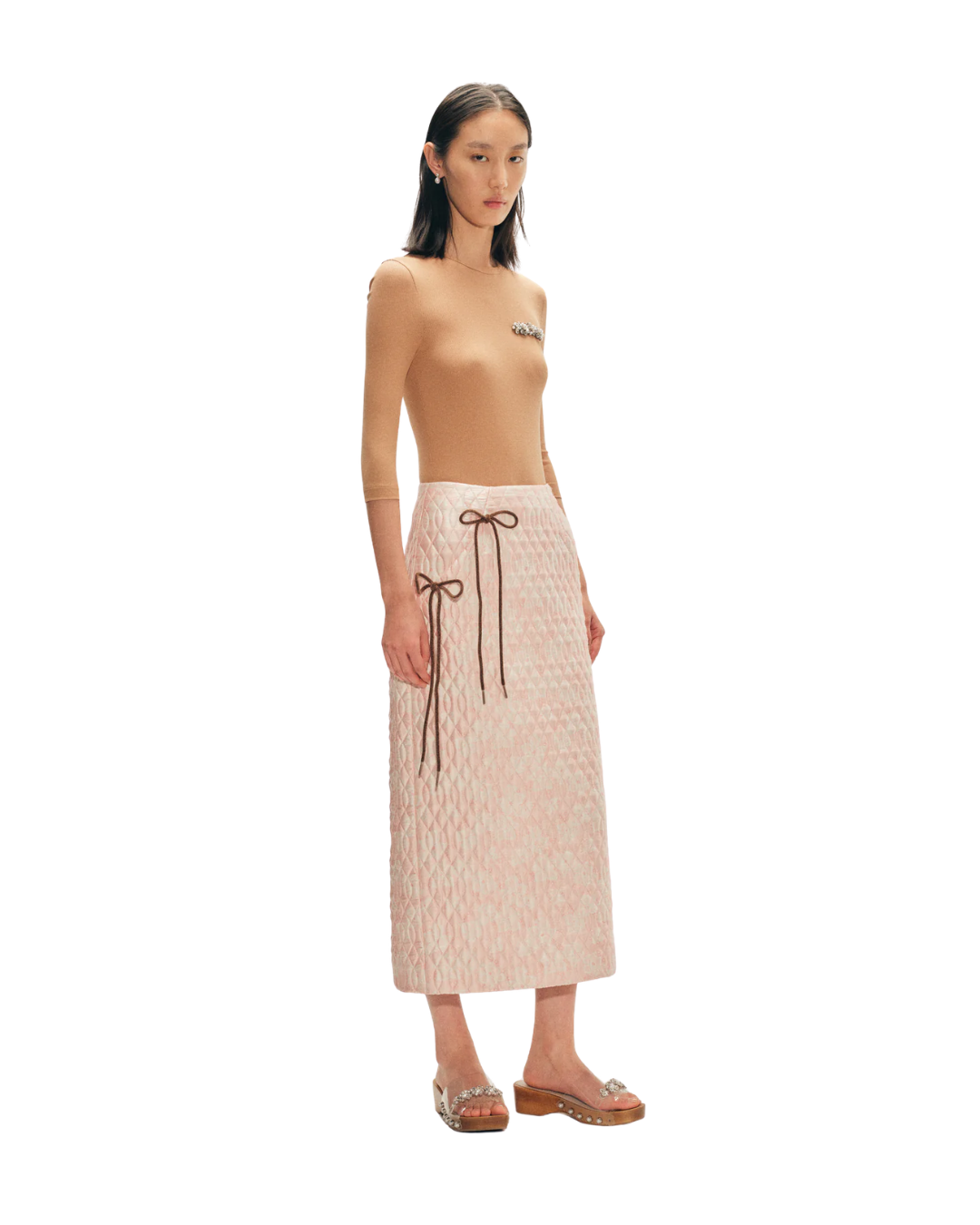Quilted Offset Pencil Skirt