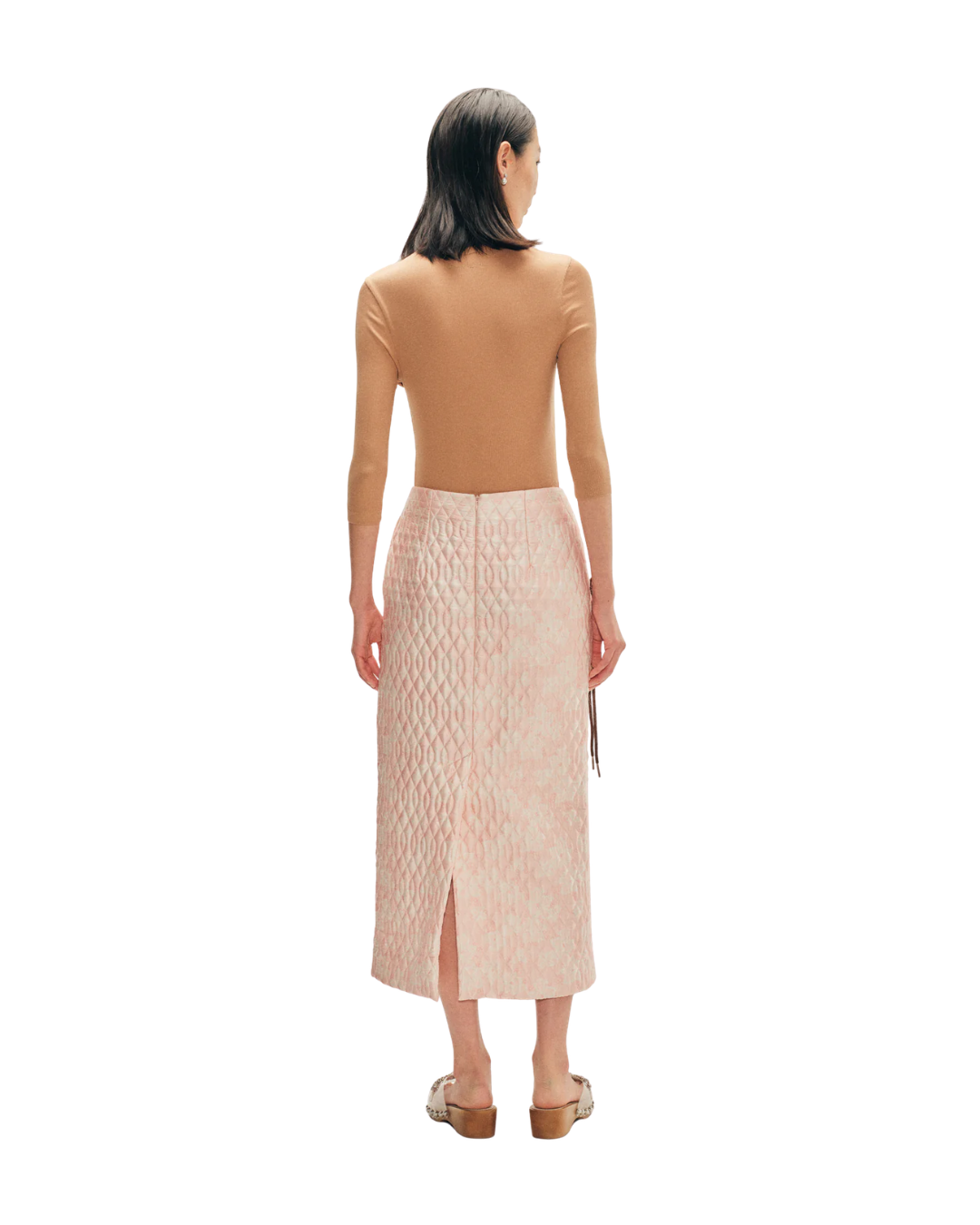 Quilted Offset Pencil Skirt