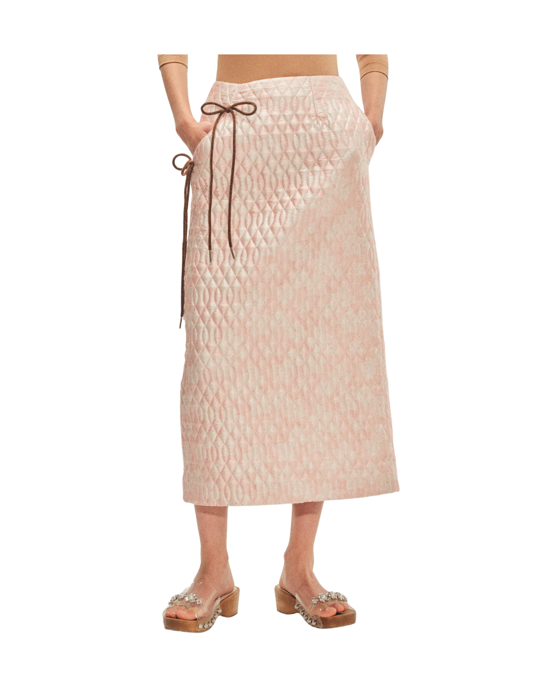 Quilted Offset Pencil Skirt