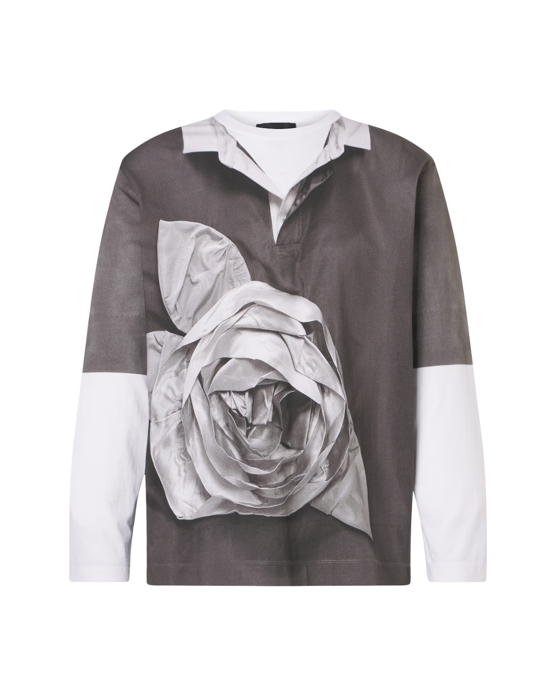 Rose Rugby Trompe L'Oeil Print Long Sleeve T-Shirt