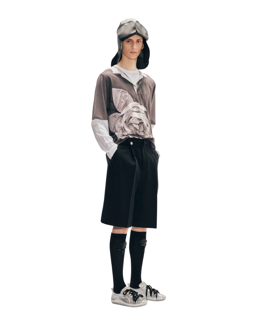 Rose Rugby Trompe L'Oeil Print Long Sleeve T-Shirt