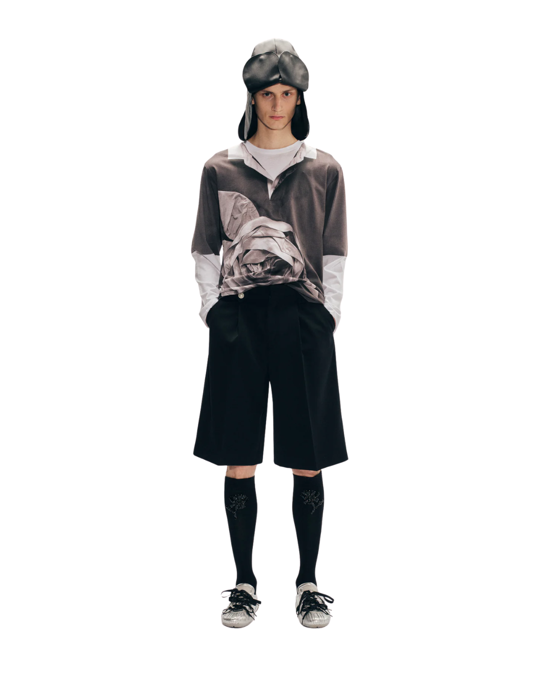 Rose Rugby Trompe L'Oeil Print Long Sleeve T-Shirt