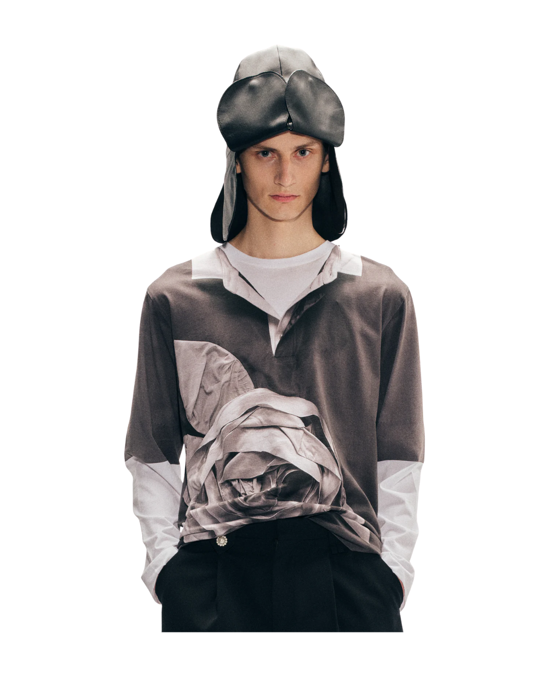Rose Rugby Trompe L'Oeil Print Long Sleeve T-Shirt