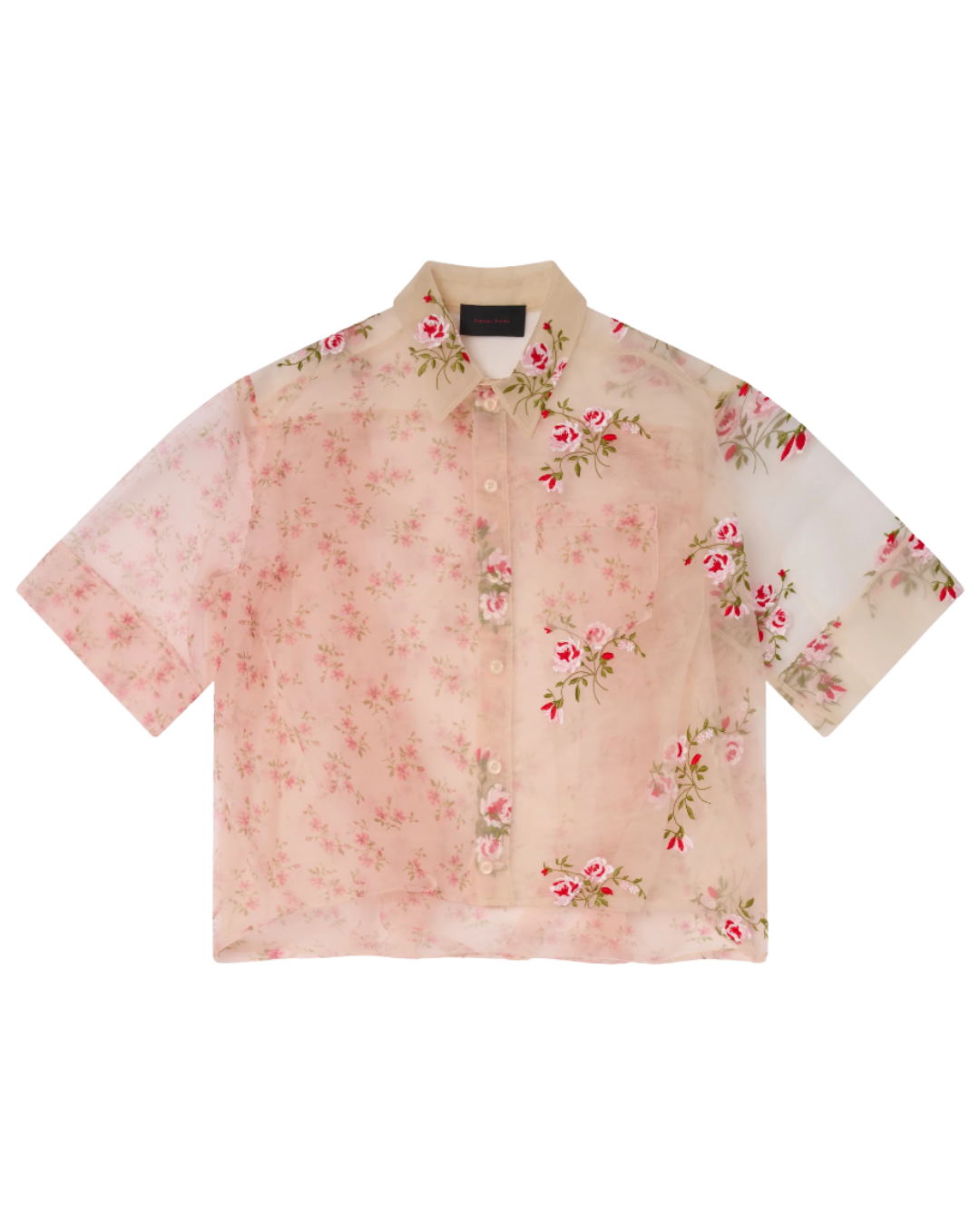 Sheer Patchwork Balloon Hem Shirt