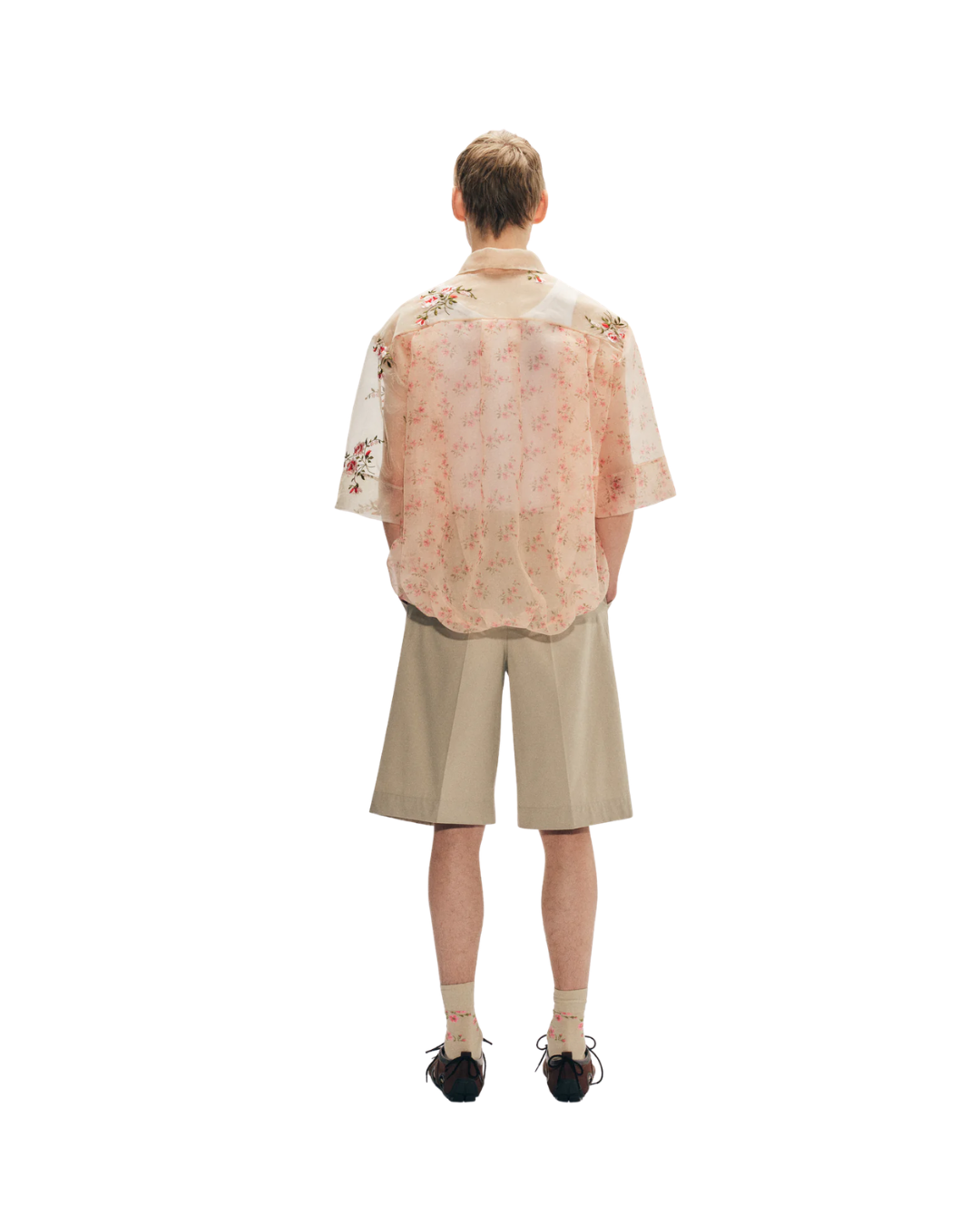 Sheer Patchwork Balloon Hem Shirt