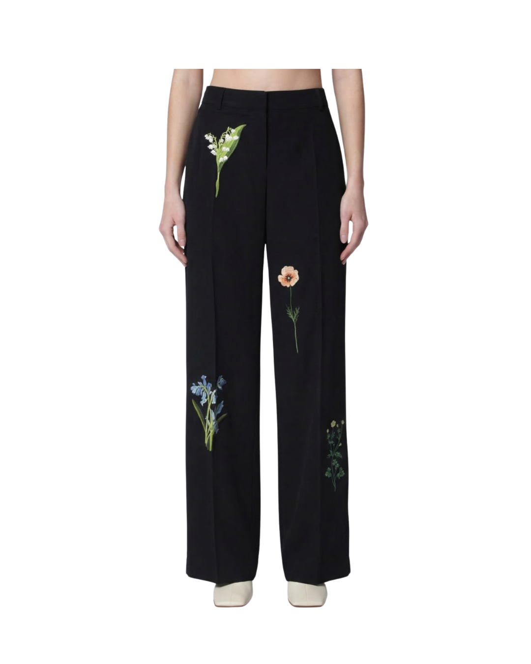 Droppep Waist Straight Wide Leg Trousers