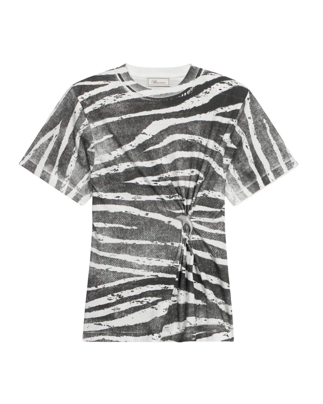 Printed Ribbed T-shirt With Metal Dolphin Detail