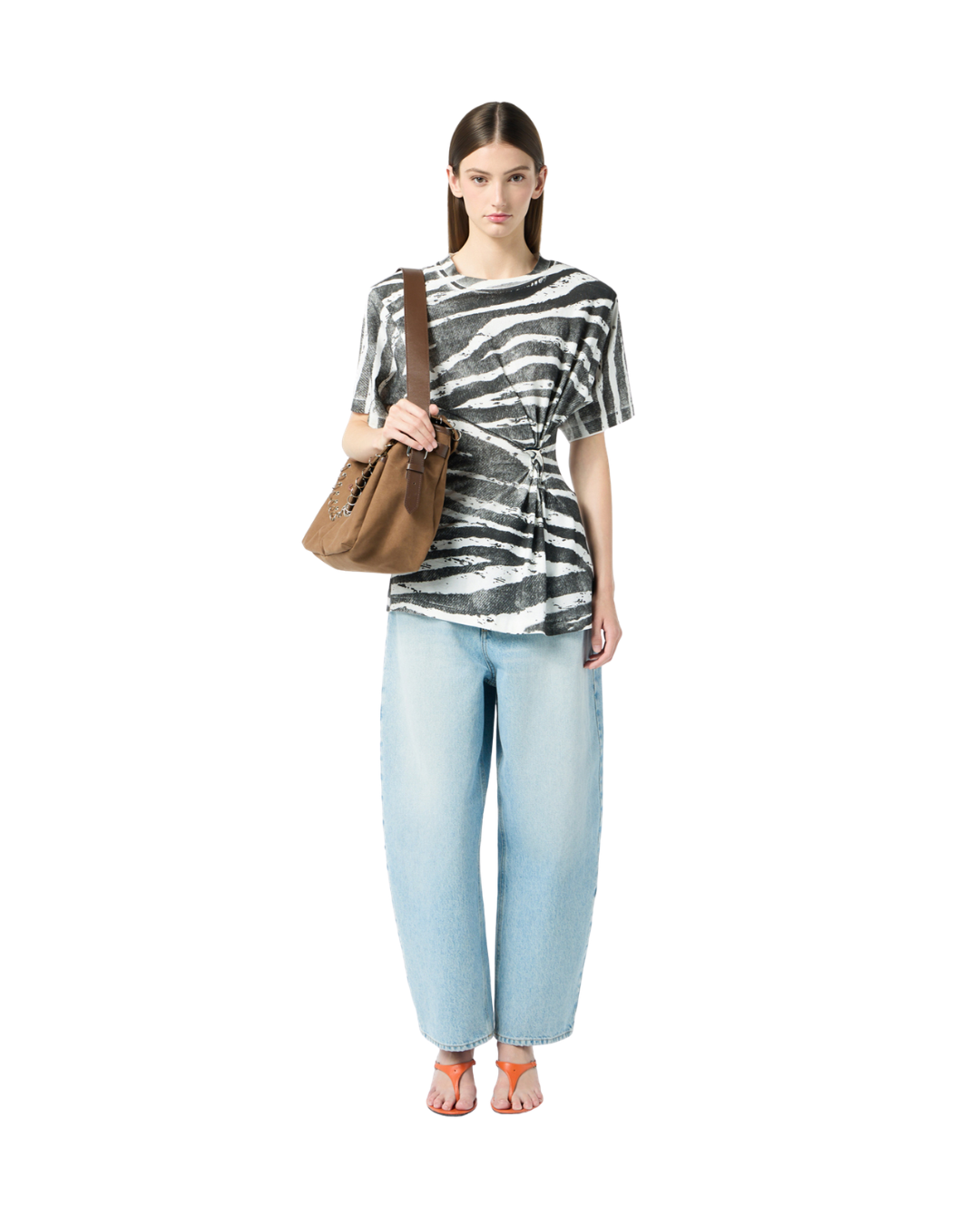Printed Ribbed T-shirt With Metal Dolphin Detail