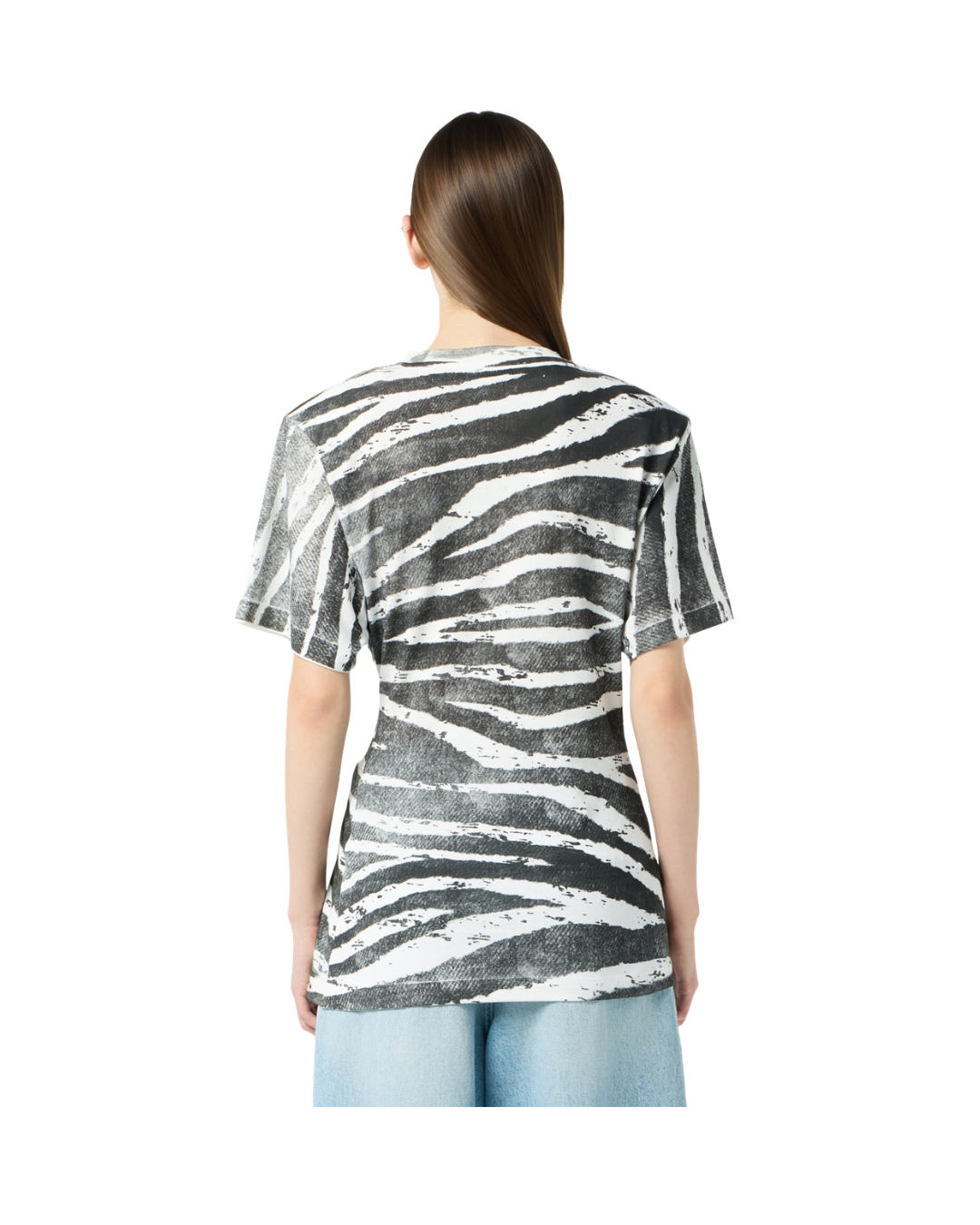 Printed Ribbed T-shirt With Metal Dolphin Detail