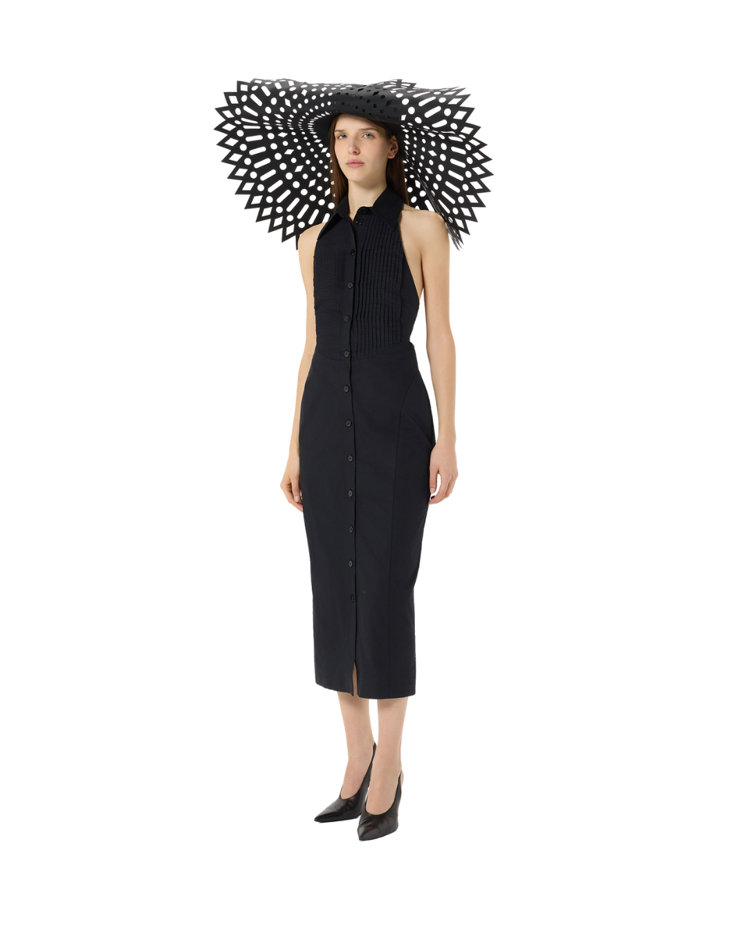 Poplin MIDI Dress With Pleating And Buttons