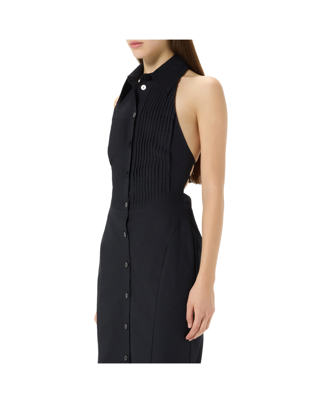 Poplin MIDI Dress With Pleating And Buttons