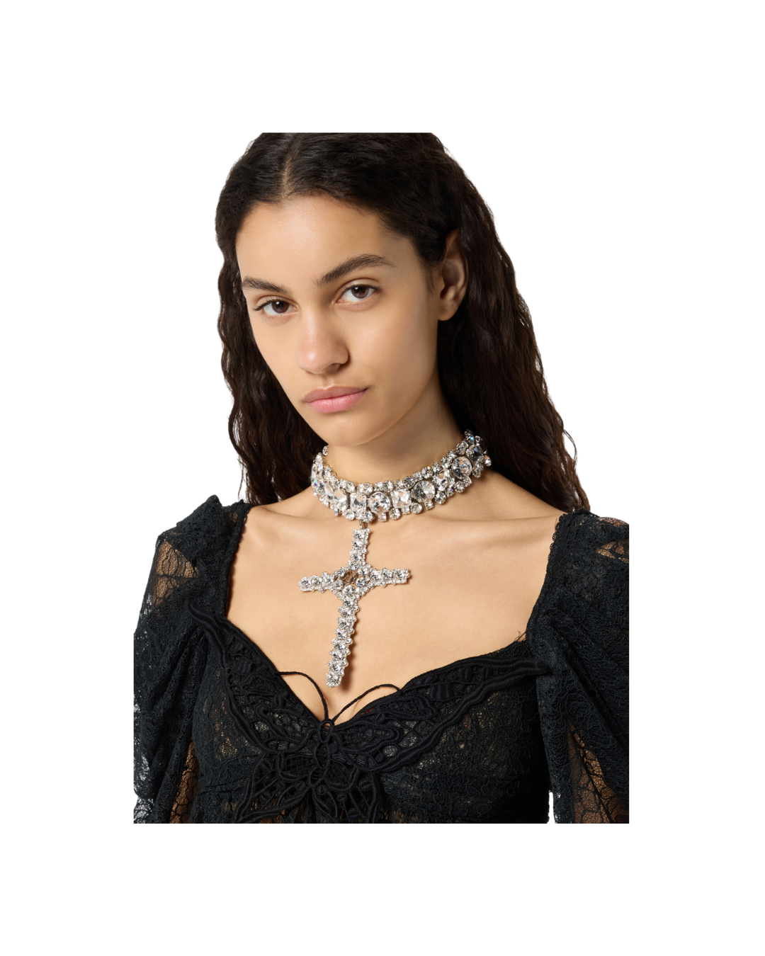 Metal Choker With Settings And Pendant