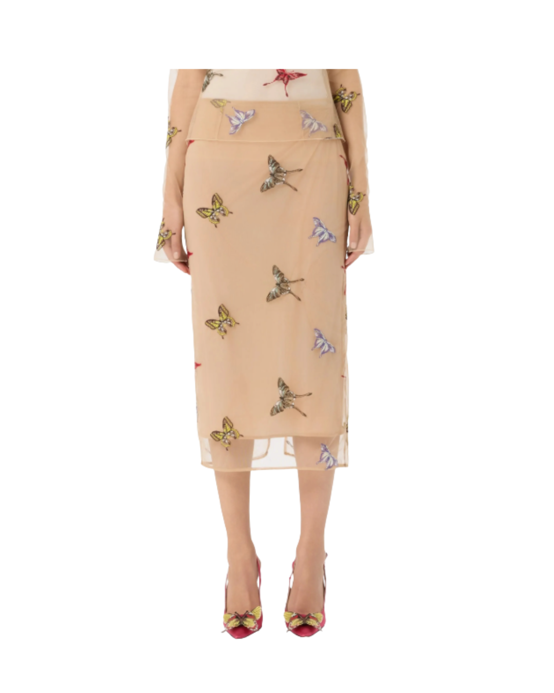 Butterfly-applique MIDI Skirt