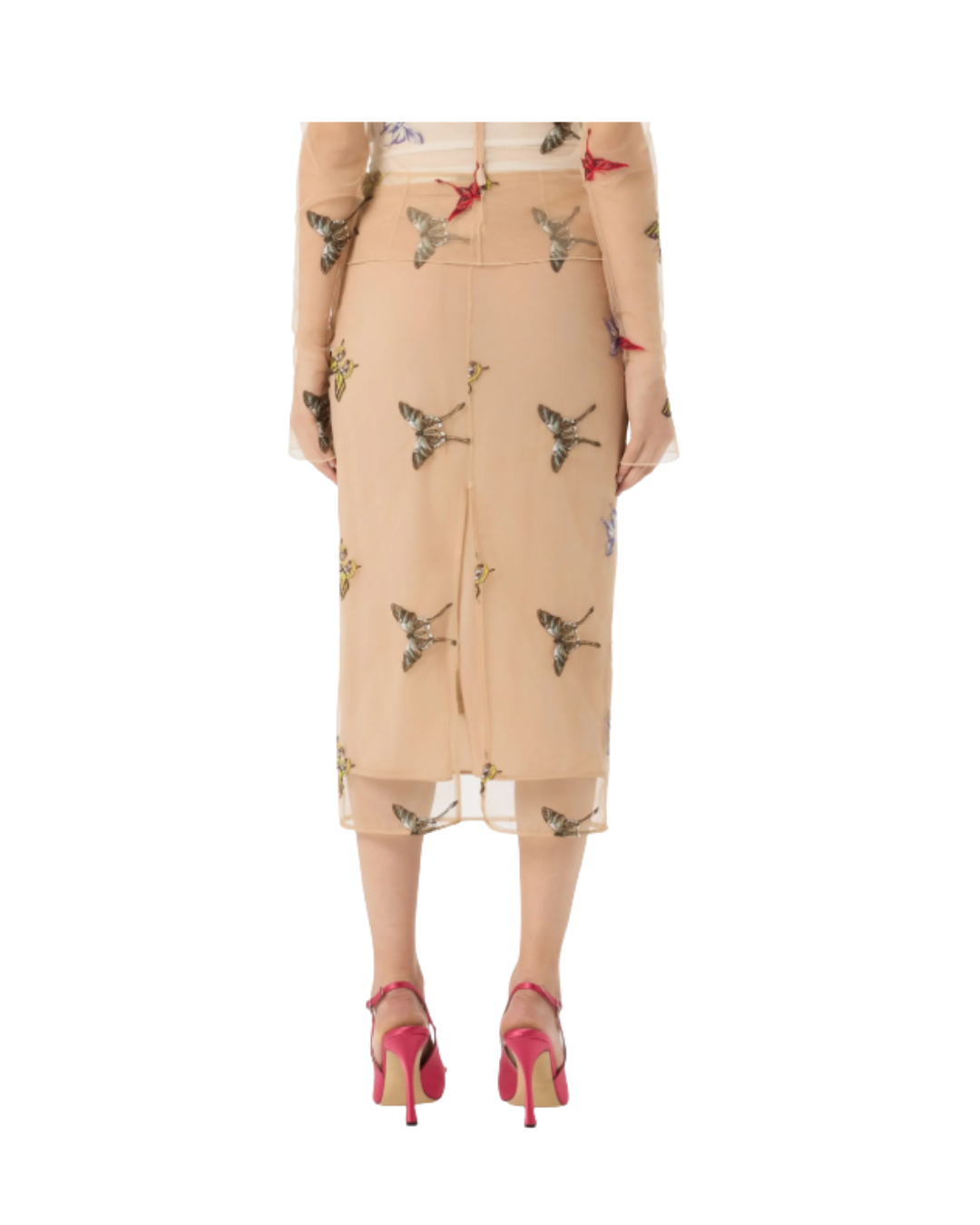 Butterfly-applique MIDI Skirt