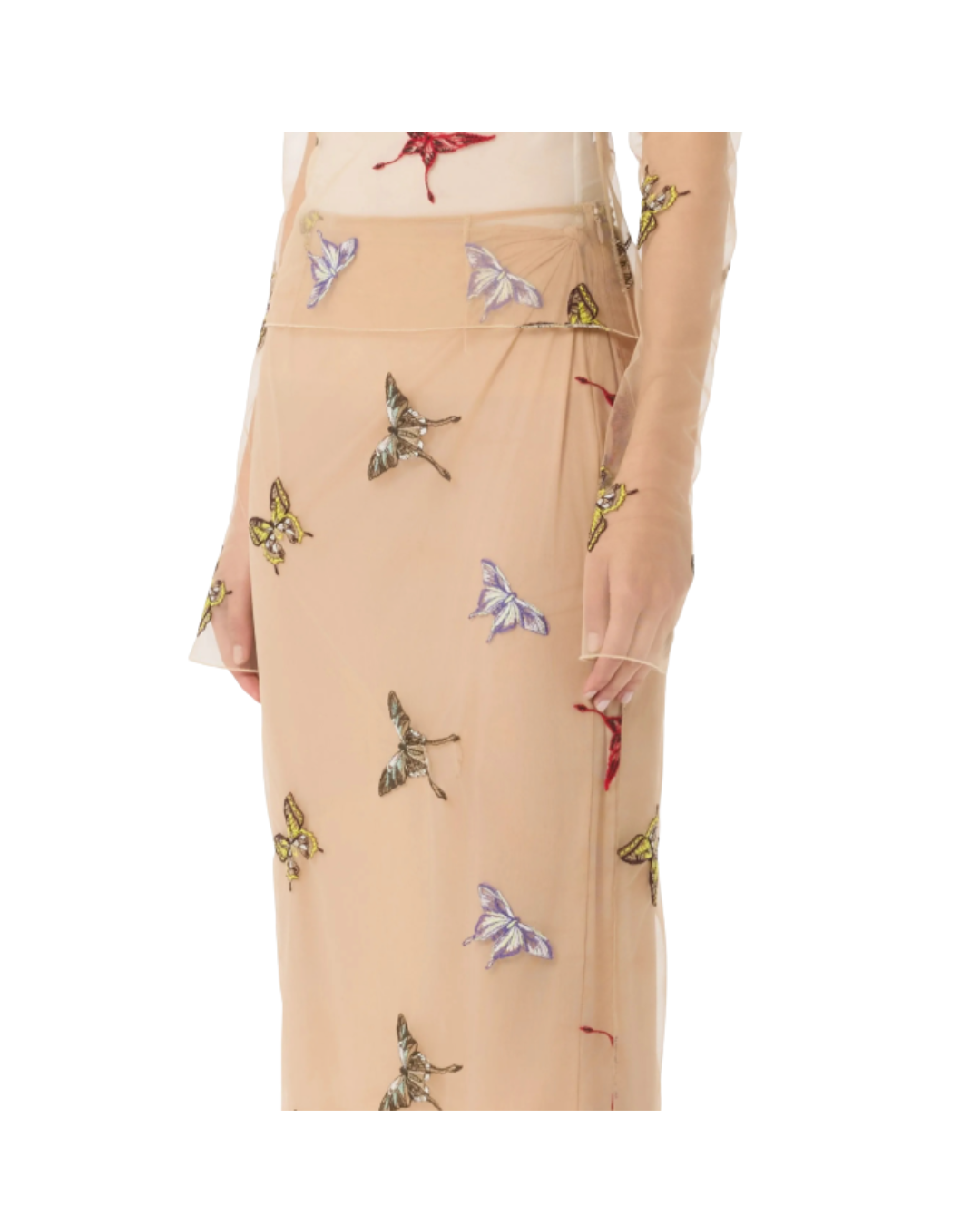 Butterfly-applique MIDI Skirt