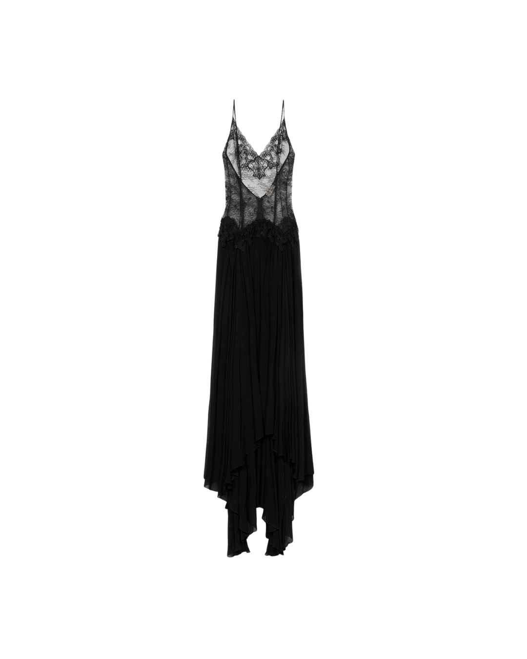 Long Dress In Chantilly Lace And Georgette