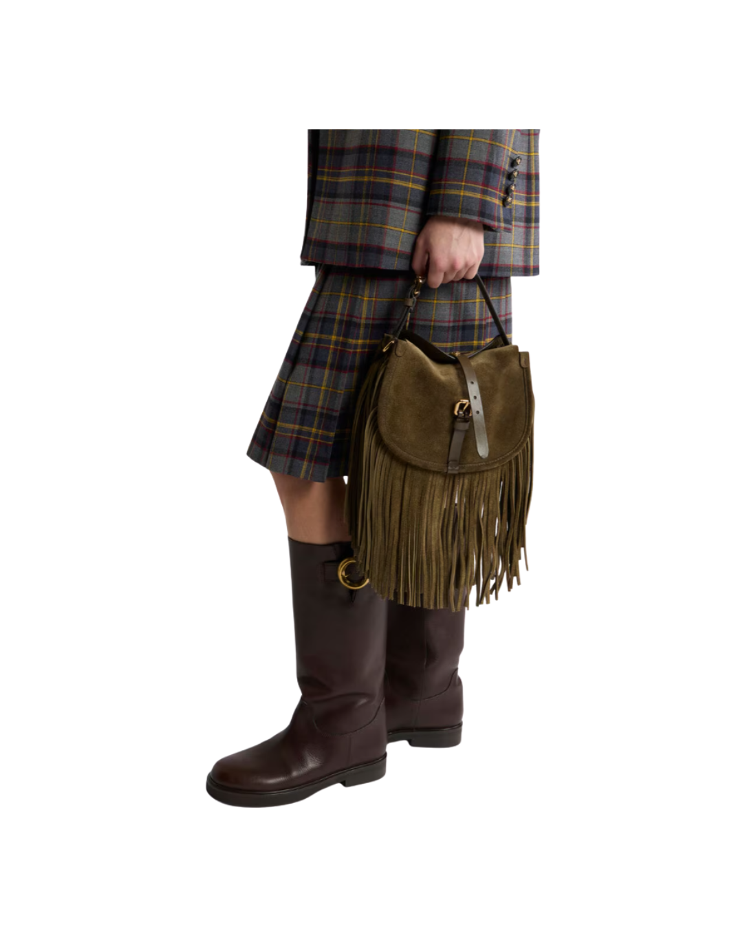 Small Suede Pony Bag With Fringes