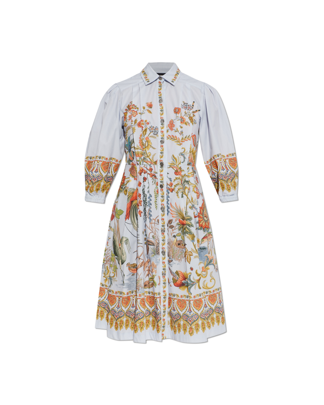 Knee-length Shirt Dress With Puff Sleeves