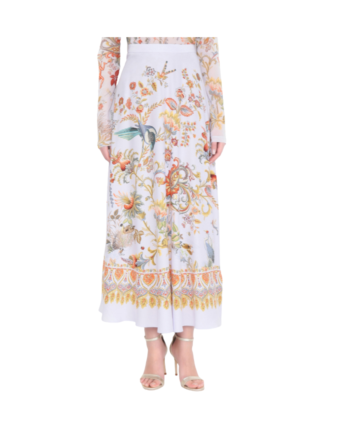 Maxi Half-circle Skirt With Print