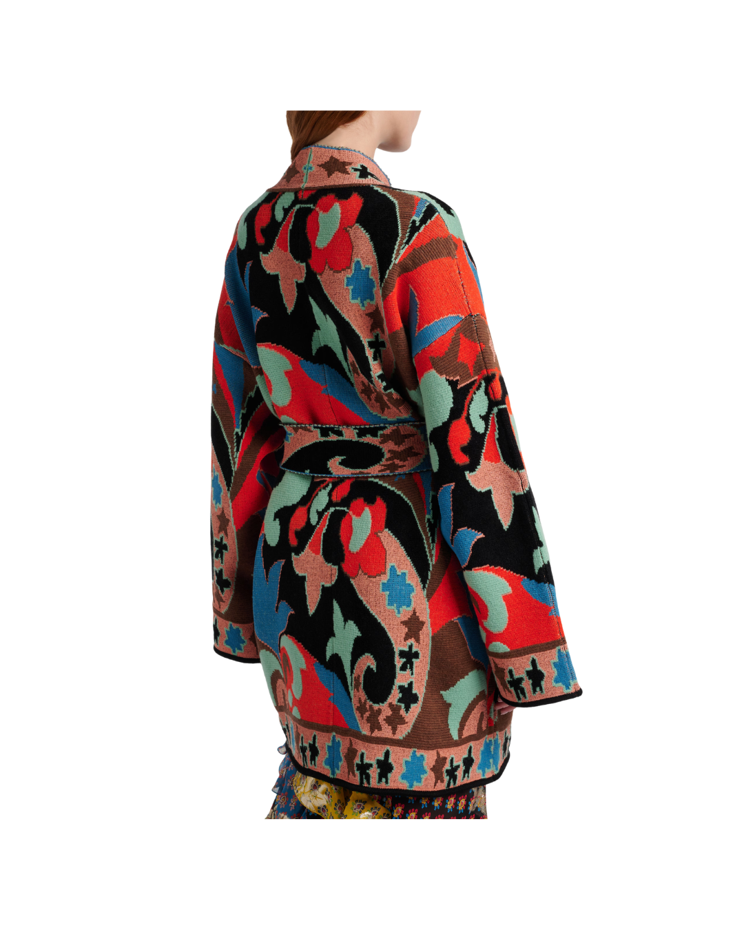 Jacquard Wool-blend Wrap Cardigan
