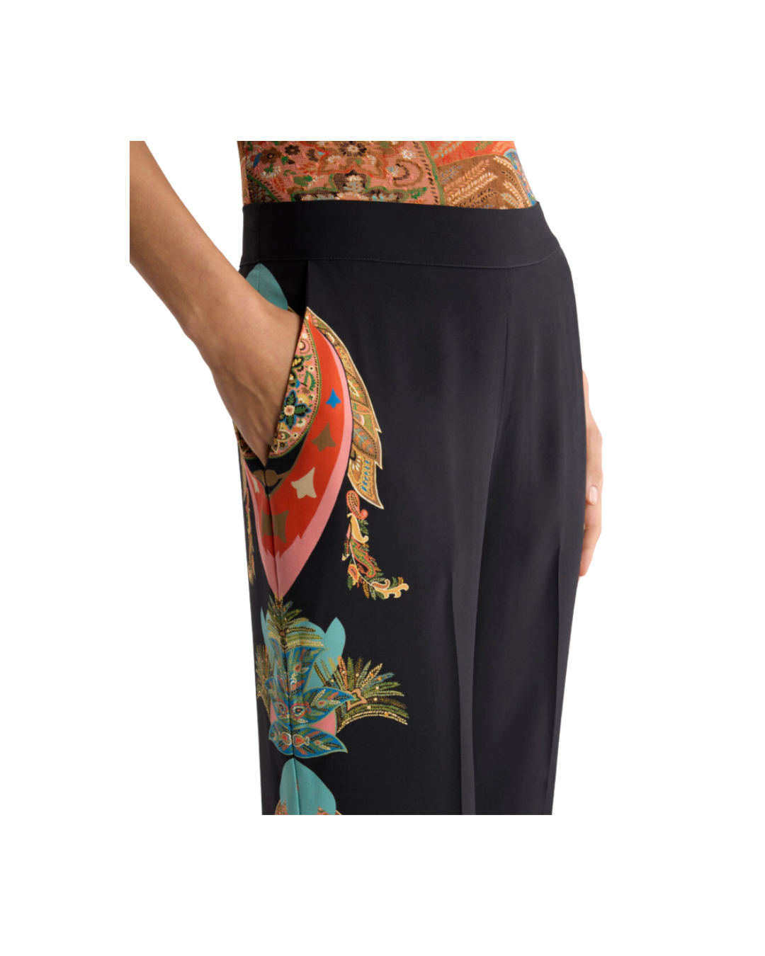 Straight-leg Silk Trousers With Leafy Paisley Motif