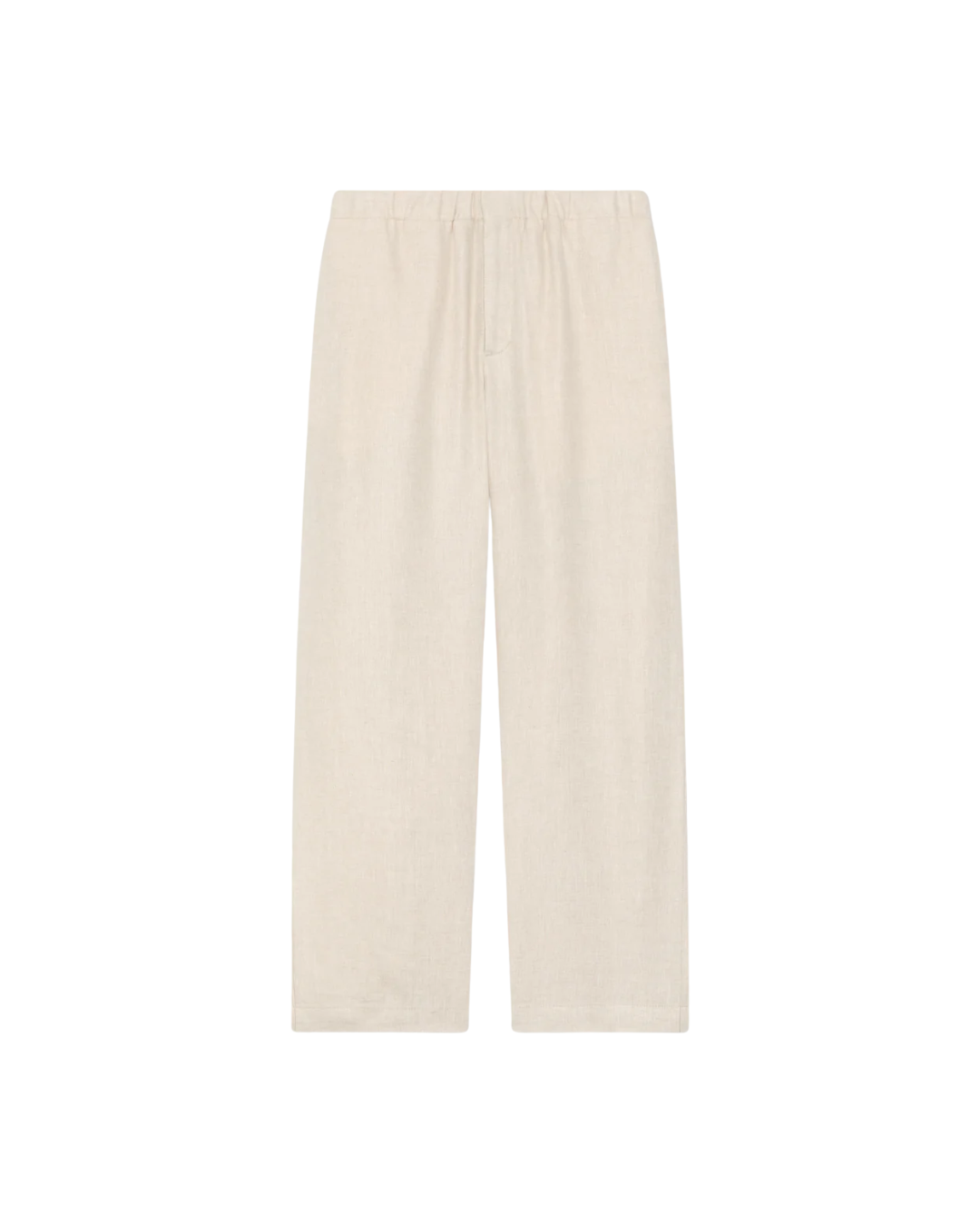 Linen Beige Flat-front Trousers