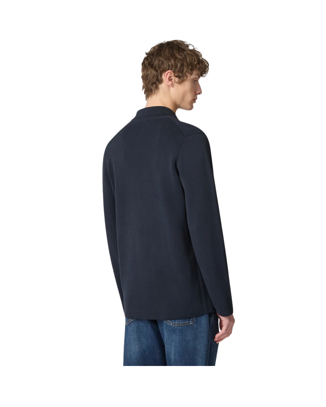 Navy Single-breasted Knit Jacket
