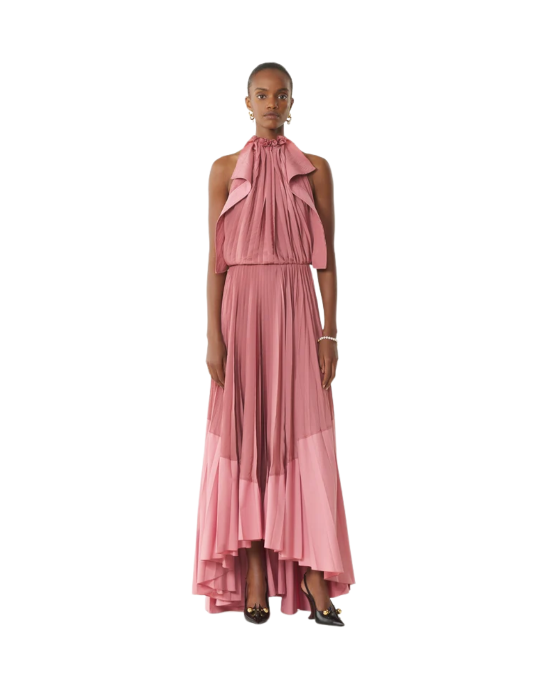 Pleated Dress In Charmeuse And Cotton