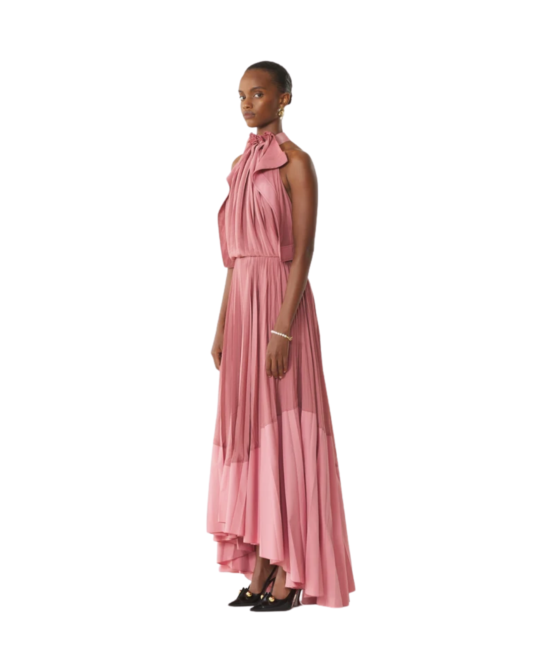 Pleated Dress In Charmeuse And Cotton