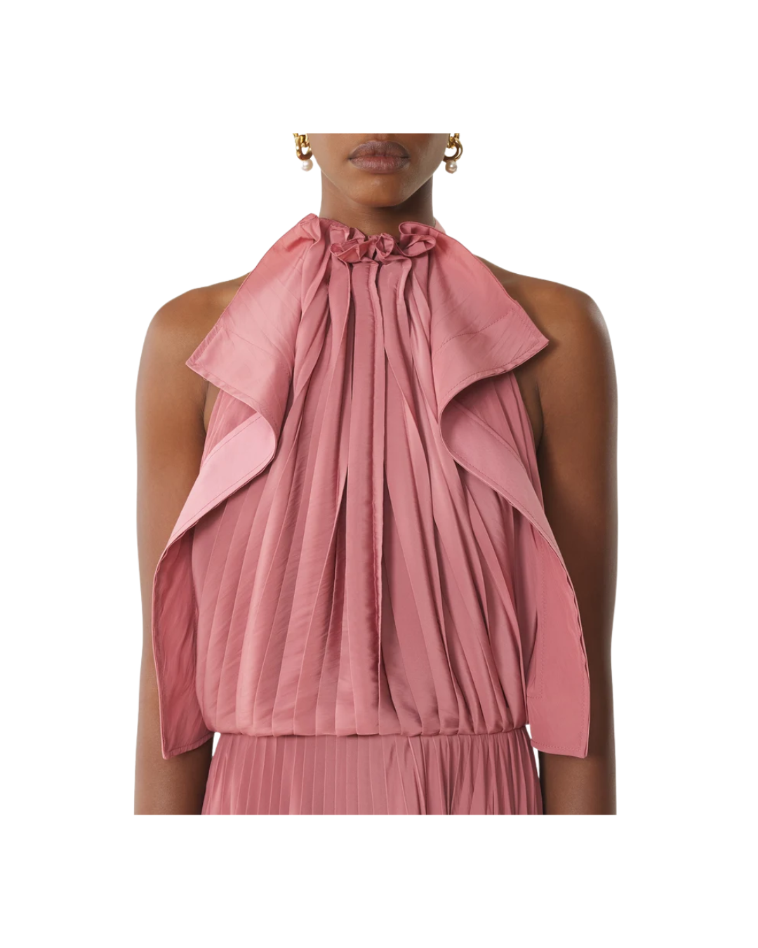 Pleated Dress In Charmeuse And Cotton