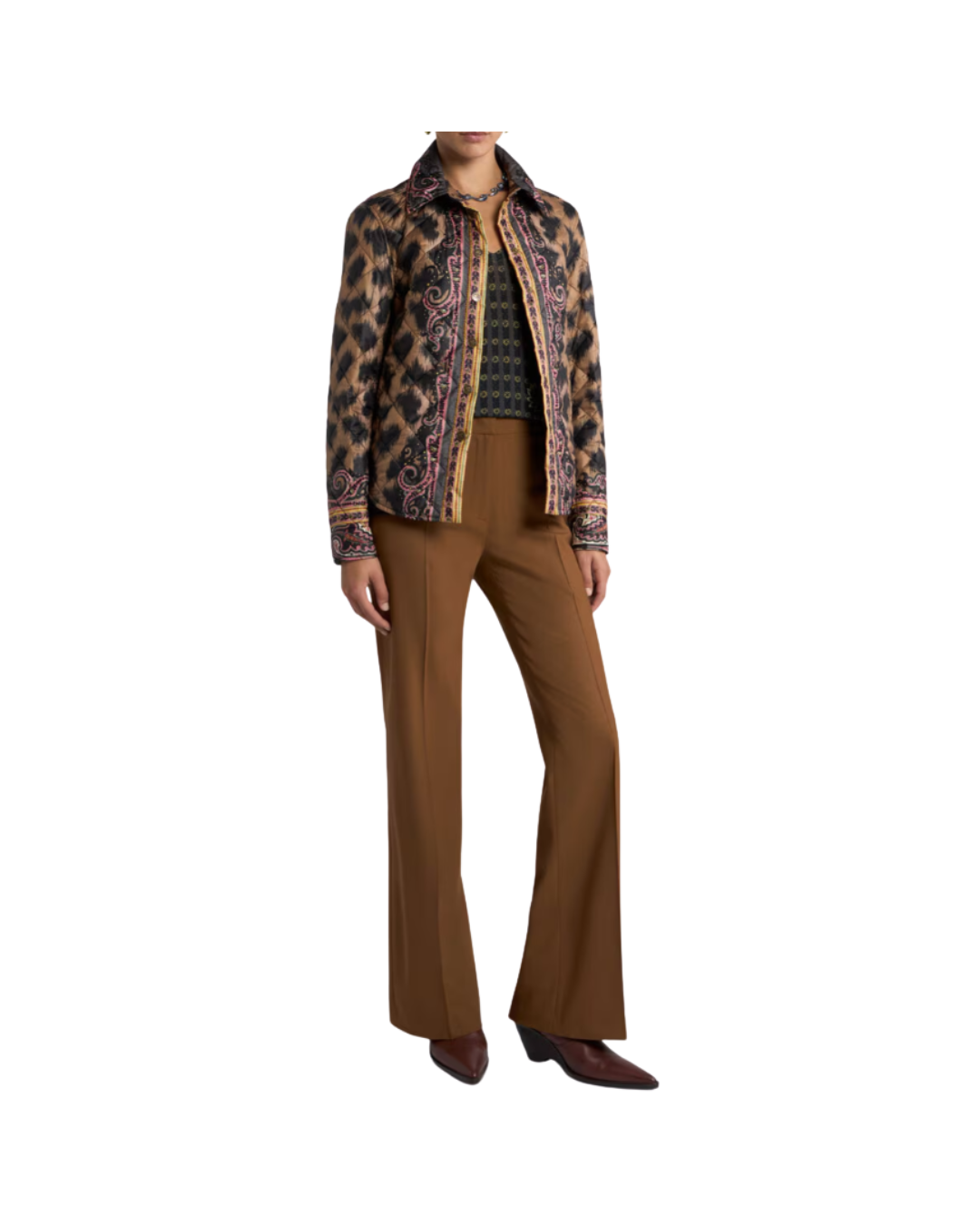 Quilted Overshirt With Animal Print
