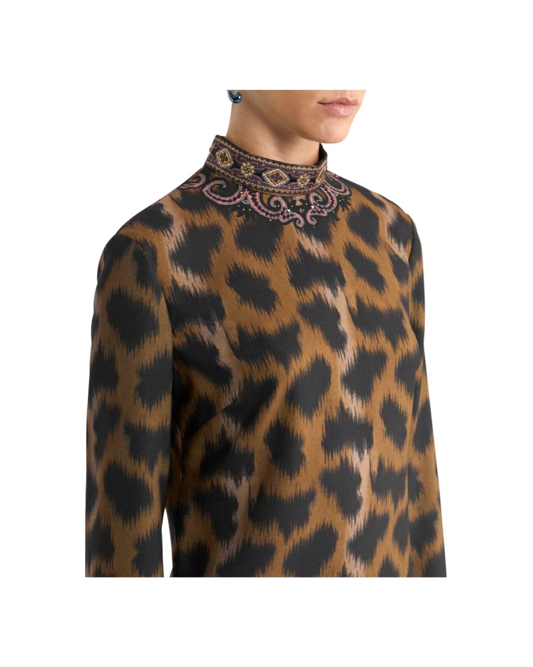 Mini Tunic Dress In Envers Satin With Animal Motif