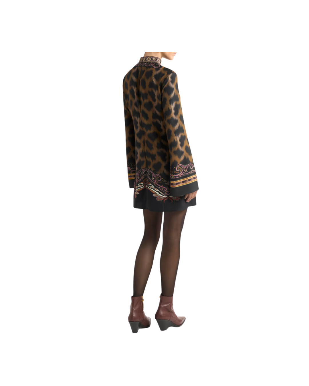 Mini Tunic Dress In Envers Satin With Animal Motif
