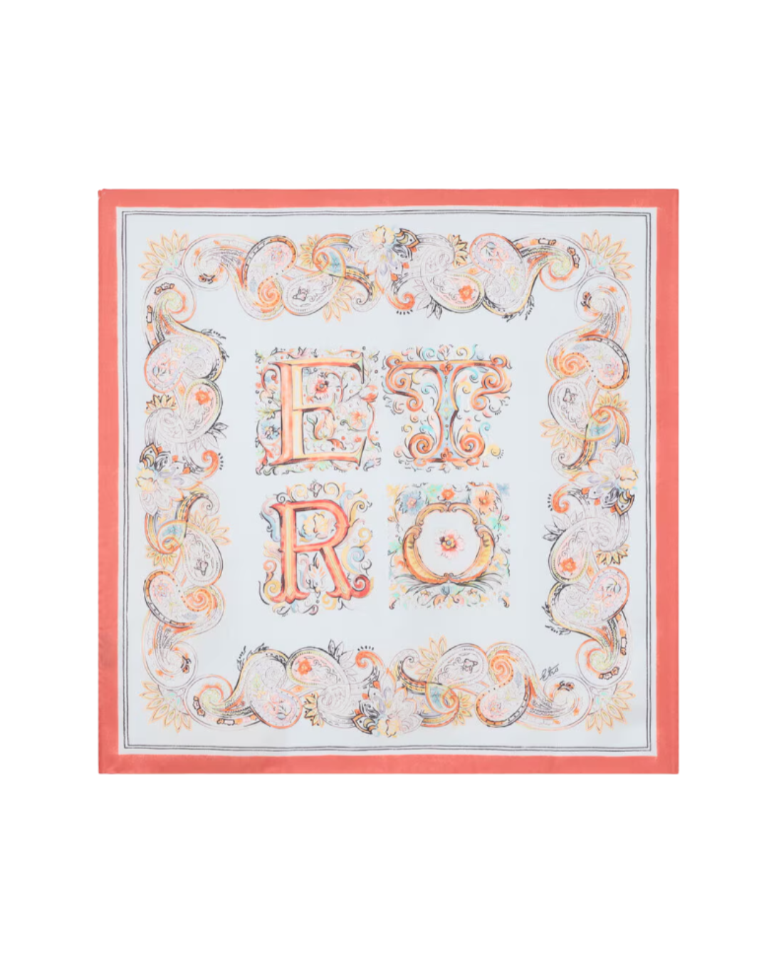 Silk Scarf With Logo And Floral Paisley Pattern