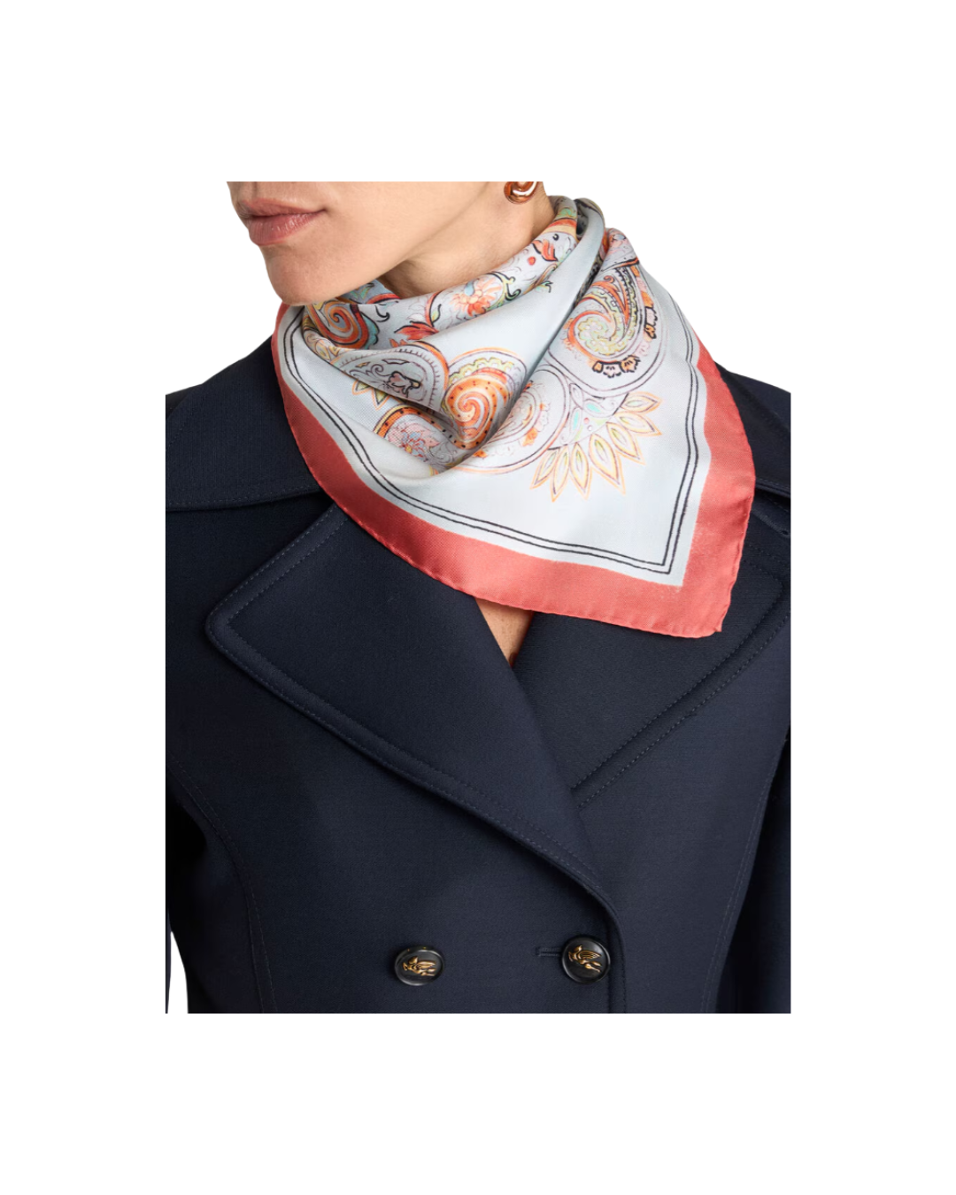 Silk Scarf With Logo And Floral Paisley Pattern