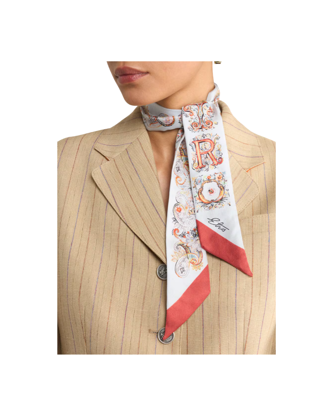 Silk Paisleyina With Logo And Floral Paisley Motif