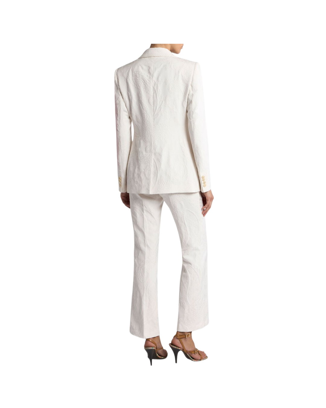 Single-breasted Cotton-blend Jacquard Jacket With Paisley Foliage Motif
