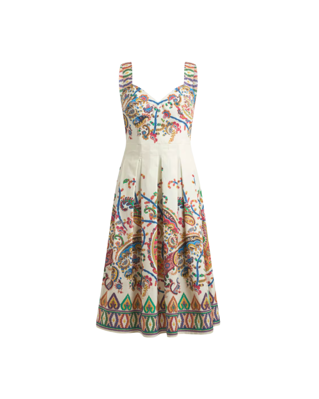 Cotton MIDI Dress With Placed Floral Paisley Print