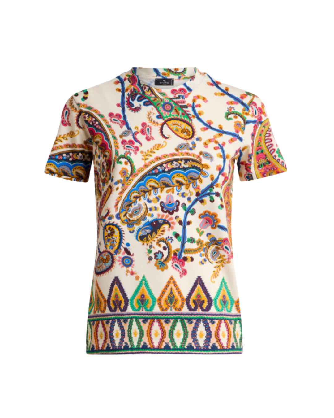 Cotton T-shirt With Floral Paisley And Medallion Motif