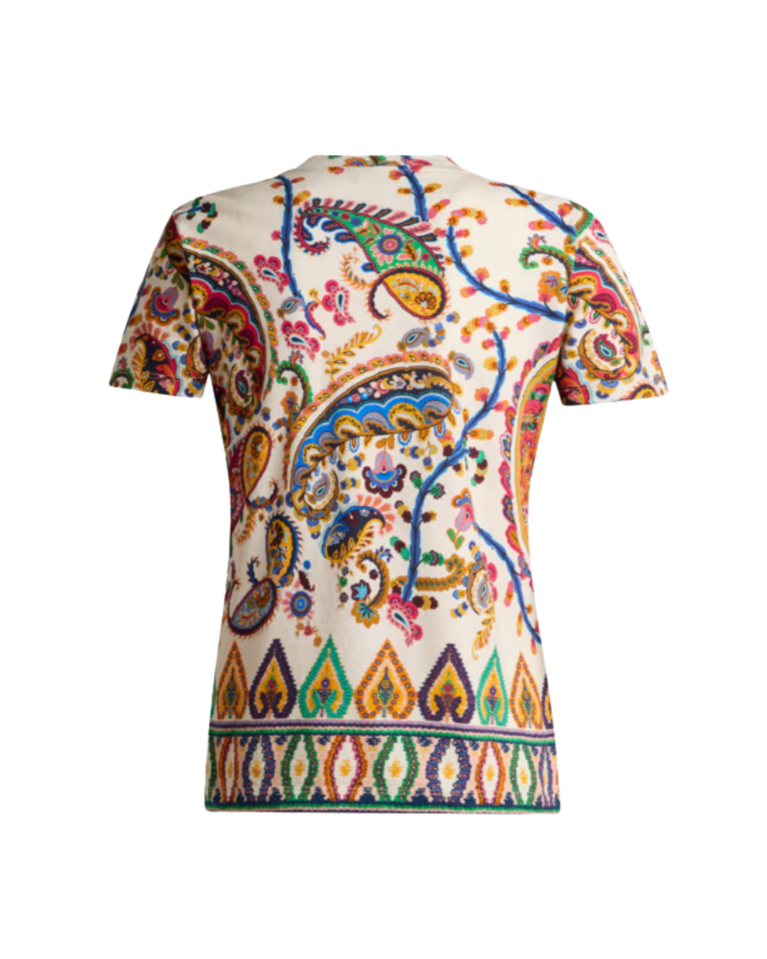 Cotton T-shirt With Floral Paisley And Medallion Motif