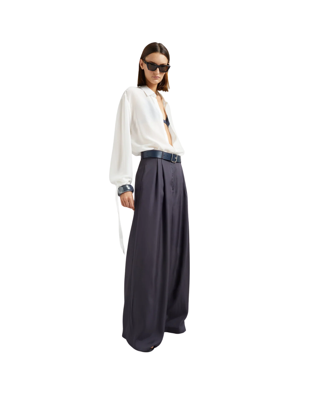 Verlin Sheer Chiffon Tie Cuff Shirt